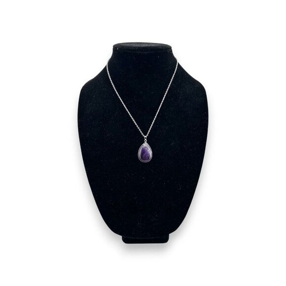 Amethyst Pendant Necklace Silver Wrapped - Picture 6 of 10